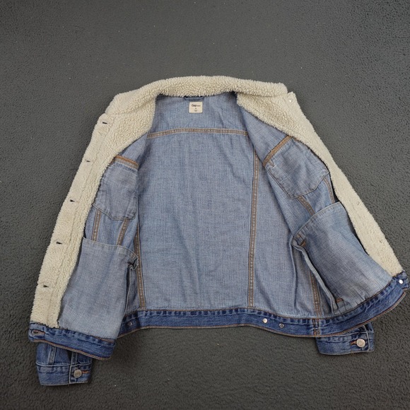 Gap 1969 Jacket Womens XL Blue Denim Sherpa Lined Trucker Bomber Western - Picture 5 of 11